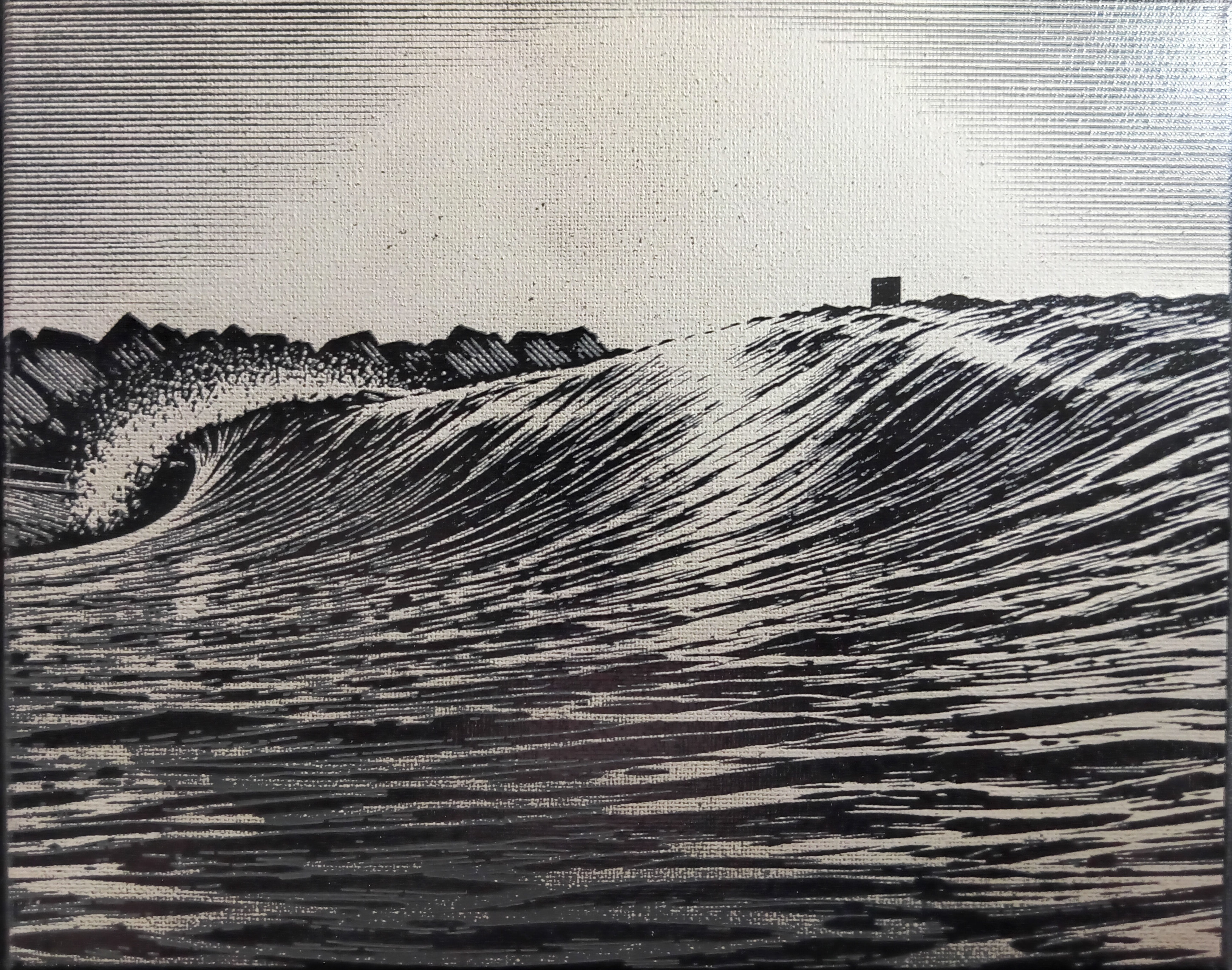 Liquid Gold — finished woodcut-style laser canvas