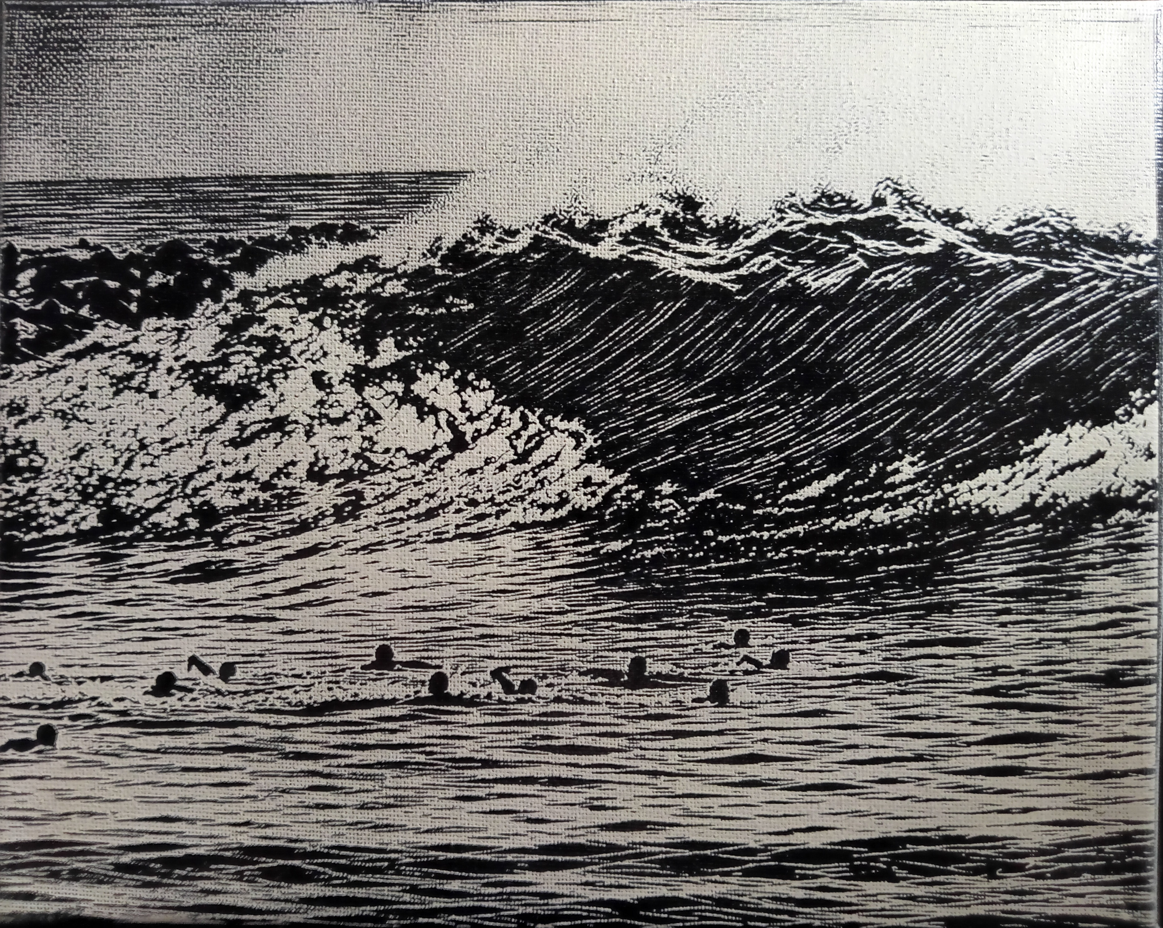 Inside the Roar — finished woodcut-style laser canvas