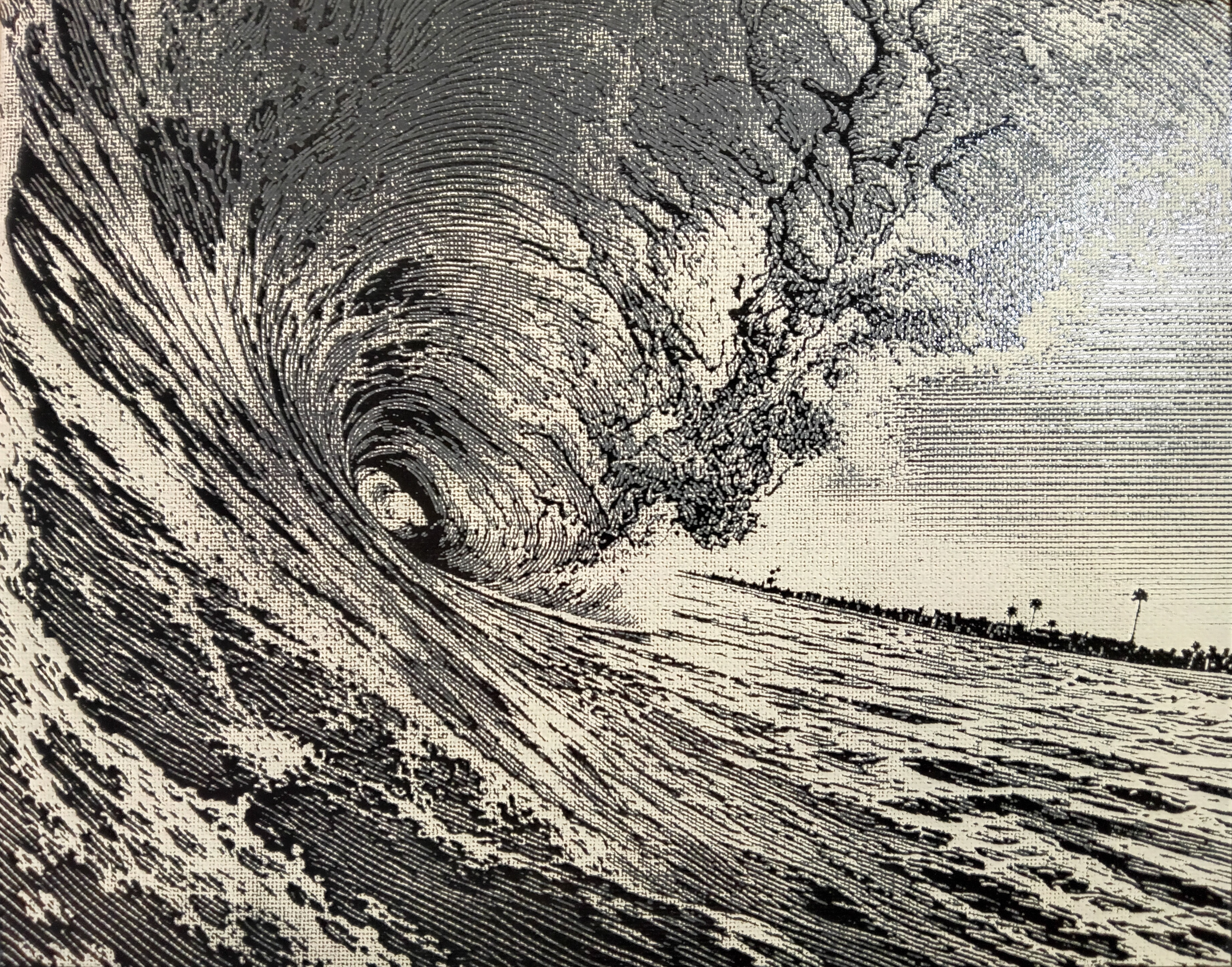 The Green Room — finished woodcut-style laser canvas